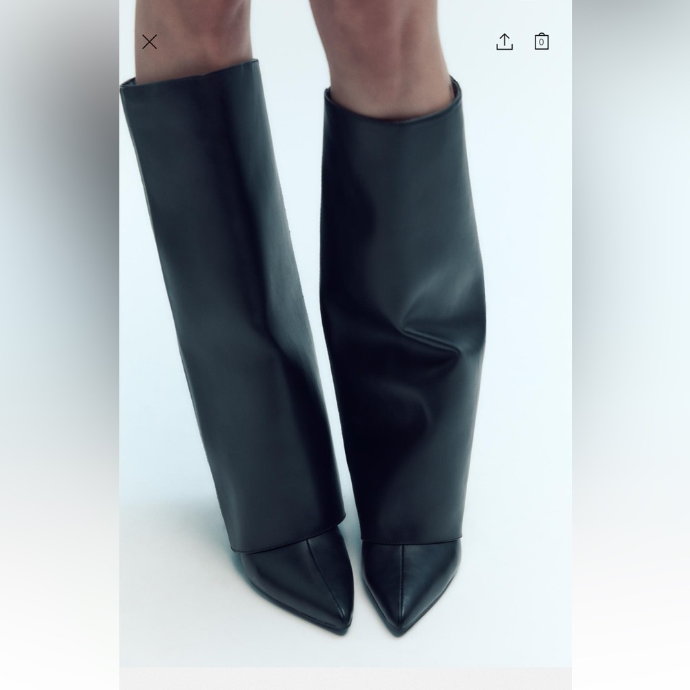 Zara leather gaiter heel boots